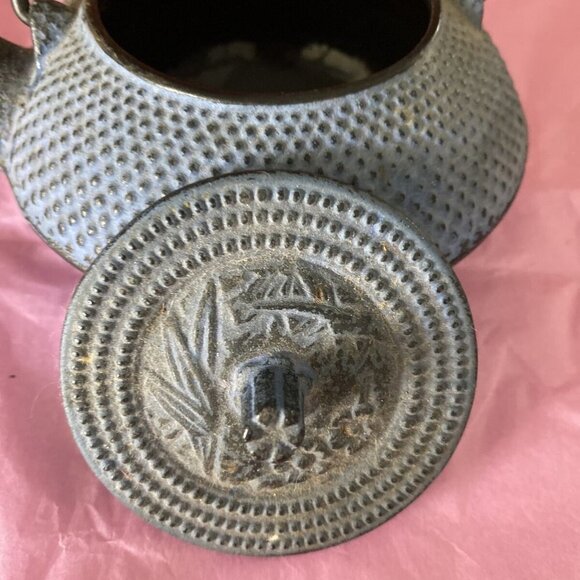 Cast Iron  Teapot Blue 10 oz Chinese Cottage Boho Yoga herbal ritual loft Autumn - Picture 6 of 9